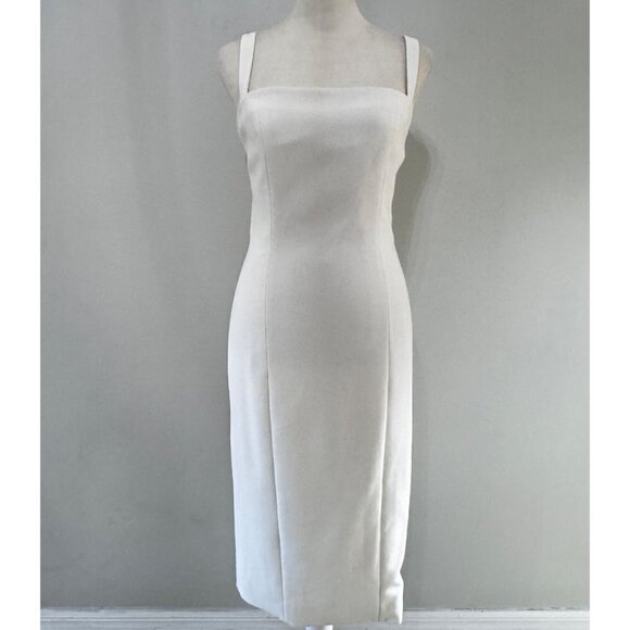 CINQ A SEPT size 6 midi ivory midi sleeveless - Picture 1 of 5